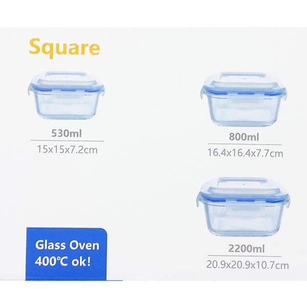 3-Piece Glass Food Container Set – Phoenix / مجموعة 3 علب طعام زجاجية