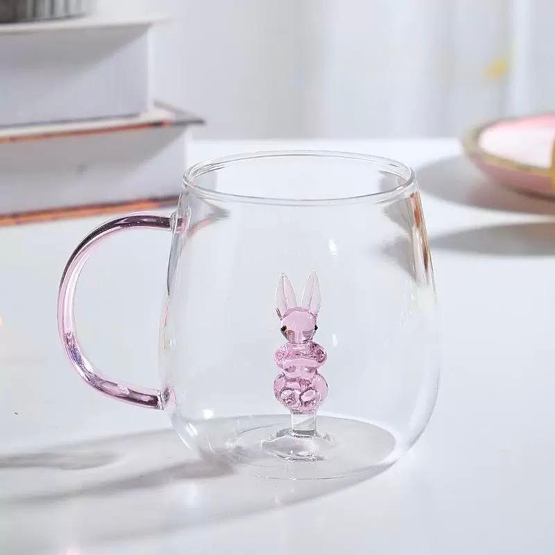 3d animal Glass cup- كوب زجاجي بداخله حيوان