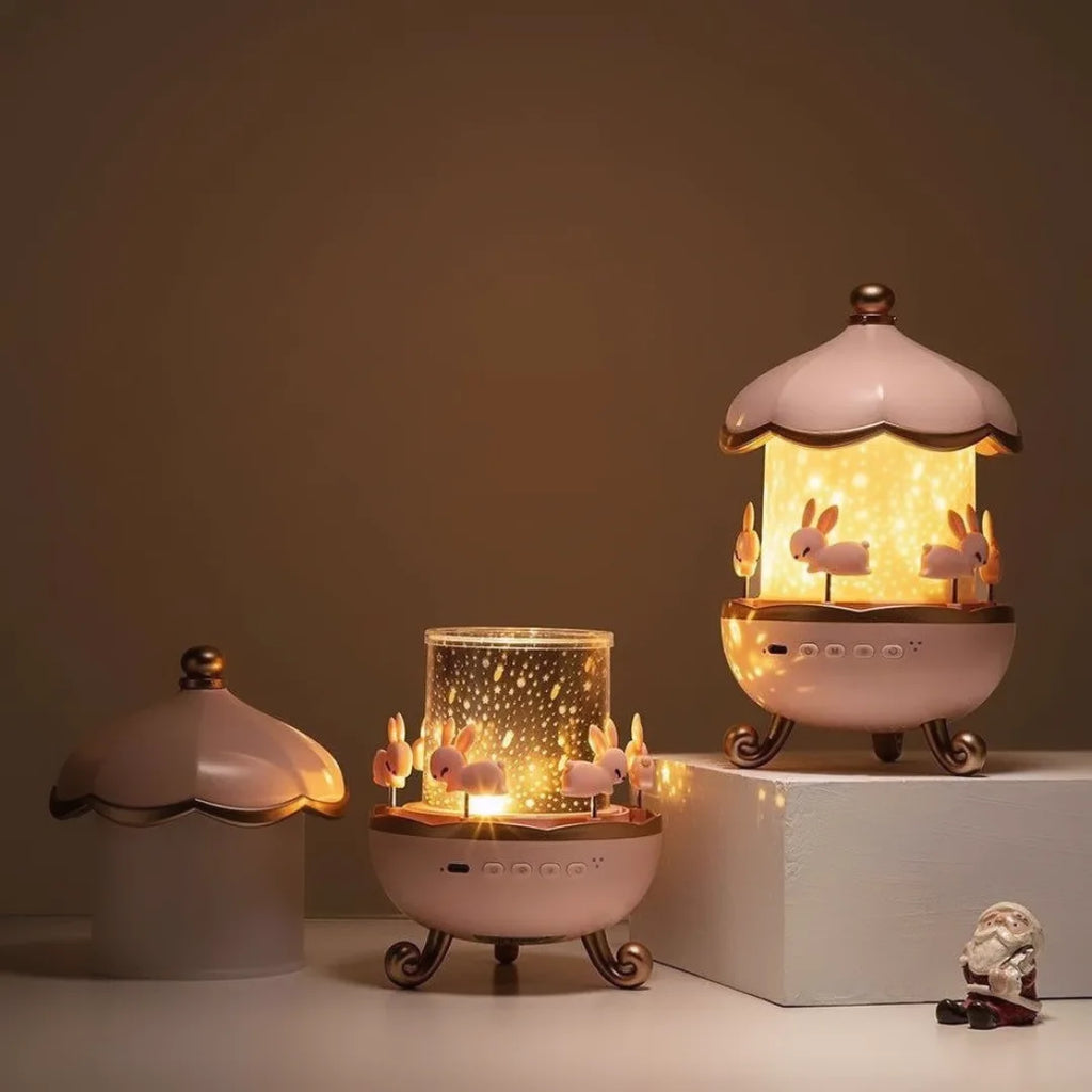 Magical Rotating Bunny Carousel Night Light Projector