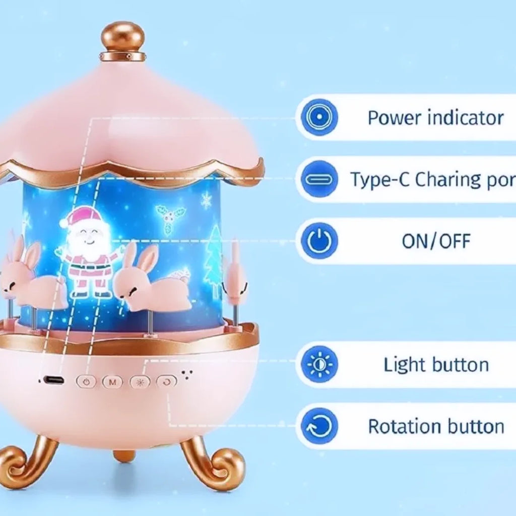 Magical Rotating Bunny Carousel Night Light Projector
