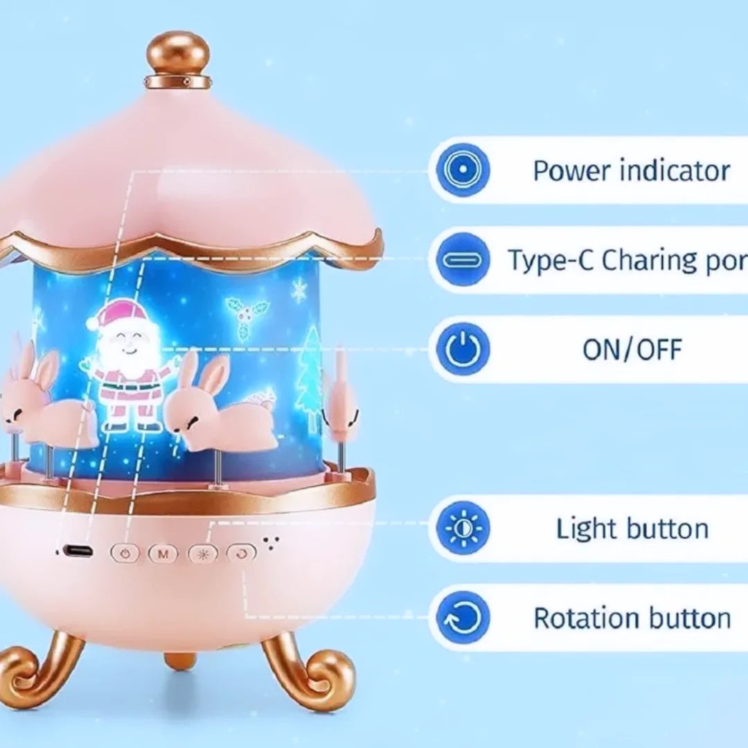 Magical Rotating Bunny Carousel Night Light Projector