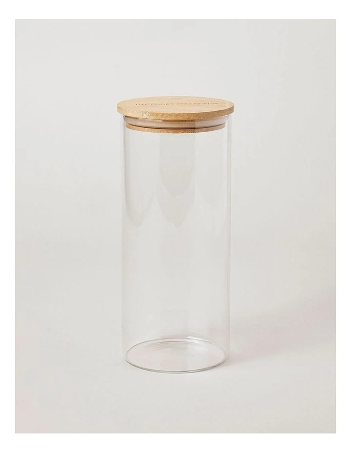 Borosilicate Glass Storage Jar with Bamboo Lid (18cm x 8cm)-4وعاء تخزين زجاجي