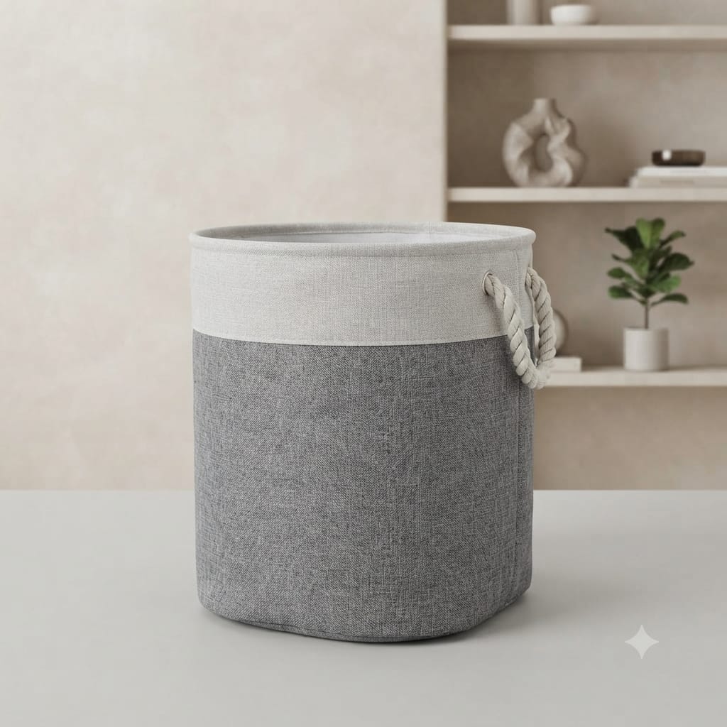 Fabric Laundry Basket with Rope Handles – سلة غسيل قماش بمقابض حبال