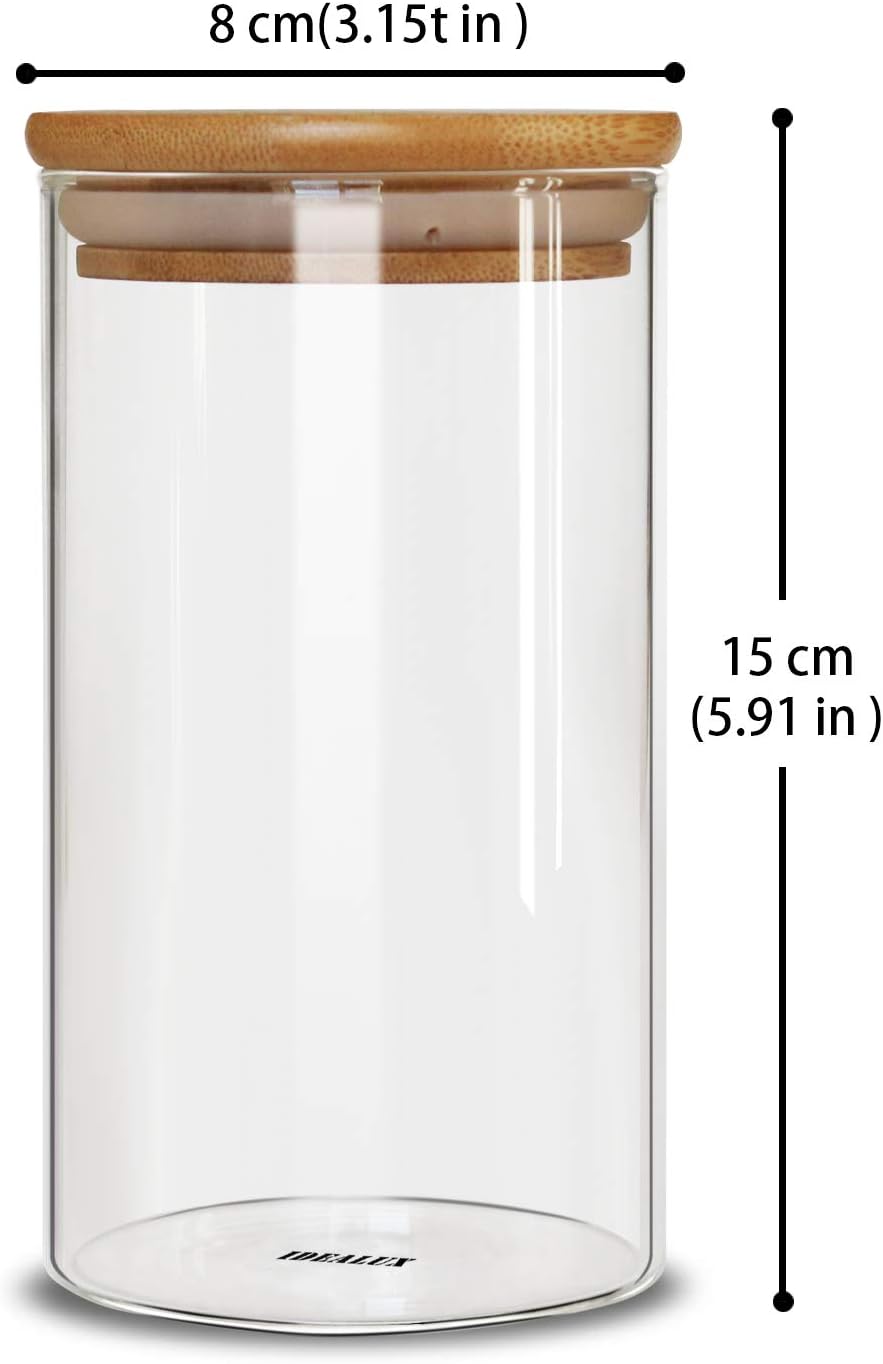 Clear Glass Storage Jar with Wooden Lid -وعاء تخزين زجاجي