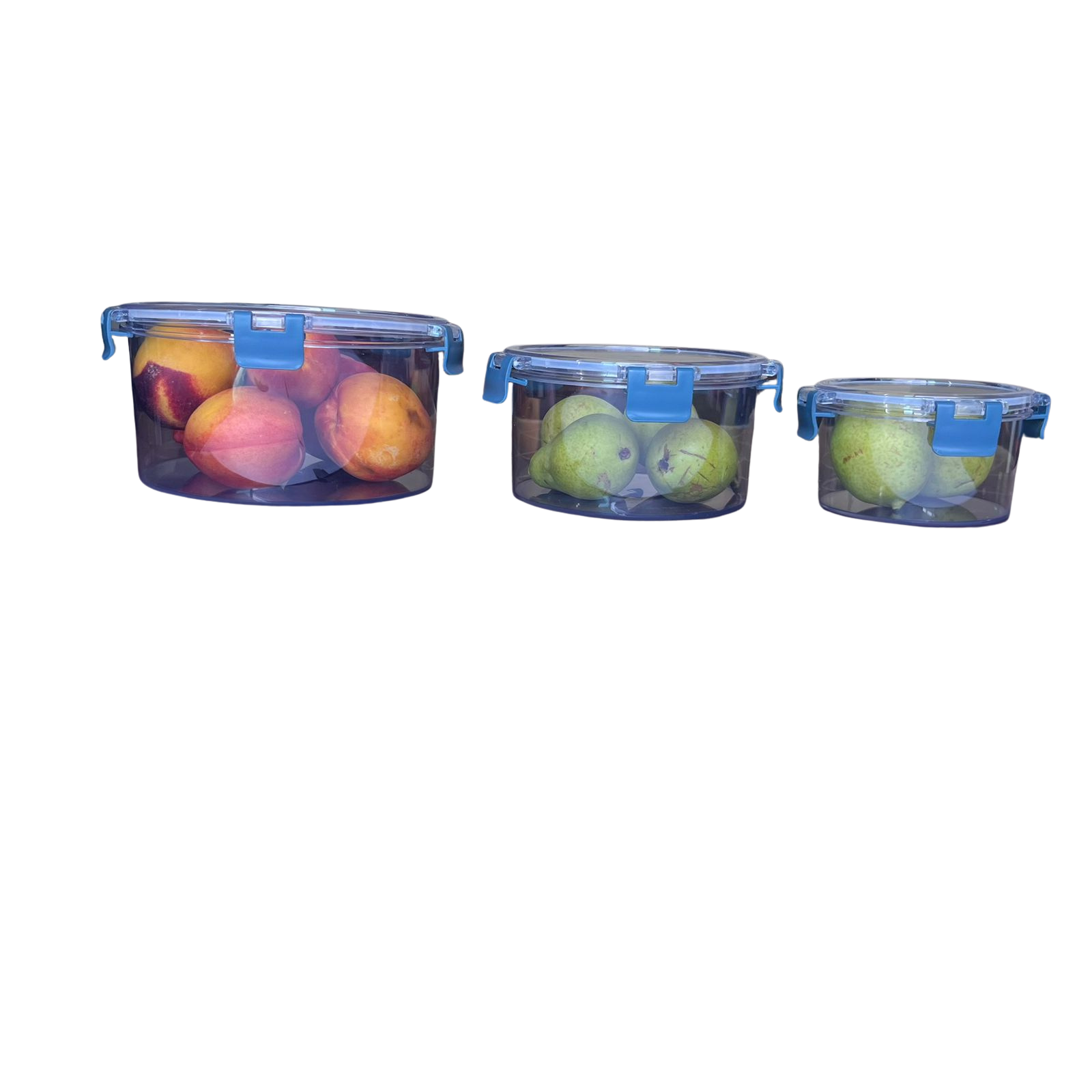Round Plastic Container Set of 3 PCs Food /   3-قطع تابروير دائرية