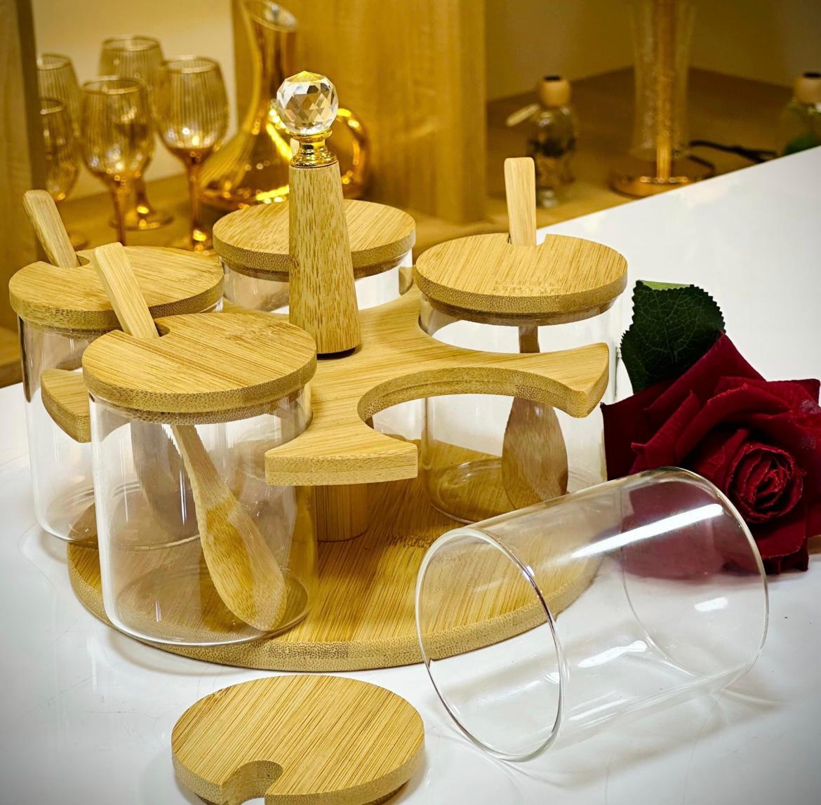 طقم بهارات مع ستاند خشب-Spices rack with stand