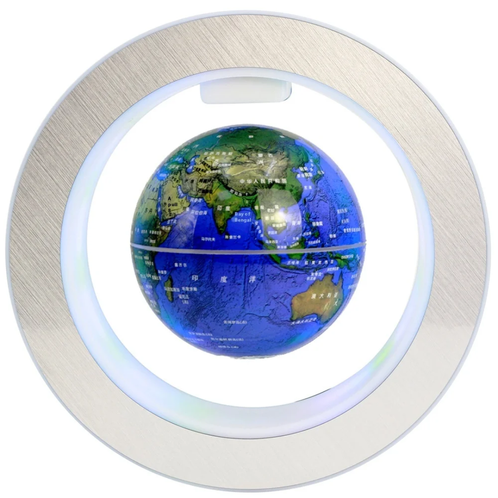 Globe floating and rotating in midair