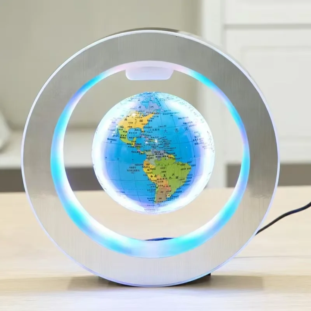 Globe floating and rotating in midair