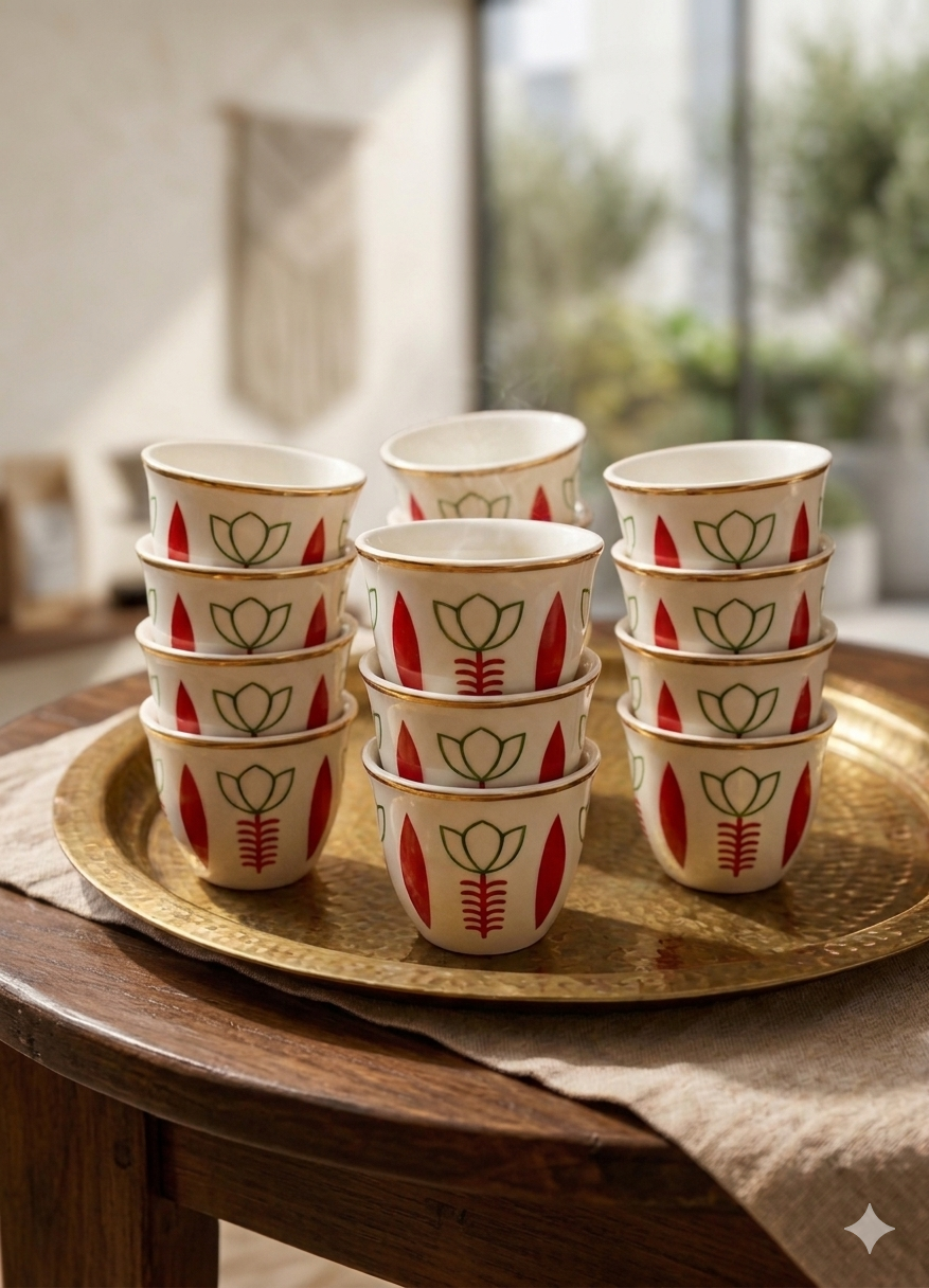 فناجين قهوه شفه أحمر-kahwa cups