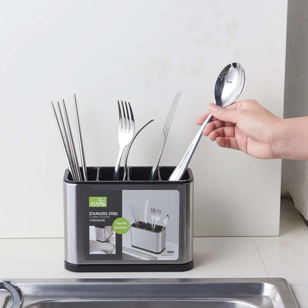 Stainless steel Cutlery bucket - منظم ستانلس ستيل