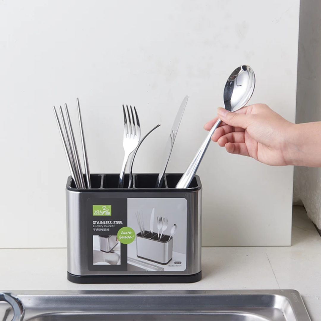 Stainless steel Cutlery bucket - منظم ستانلس ستيل