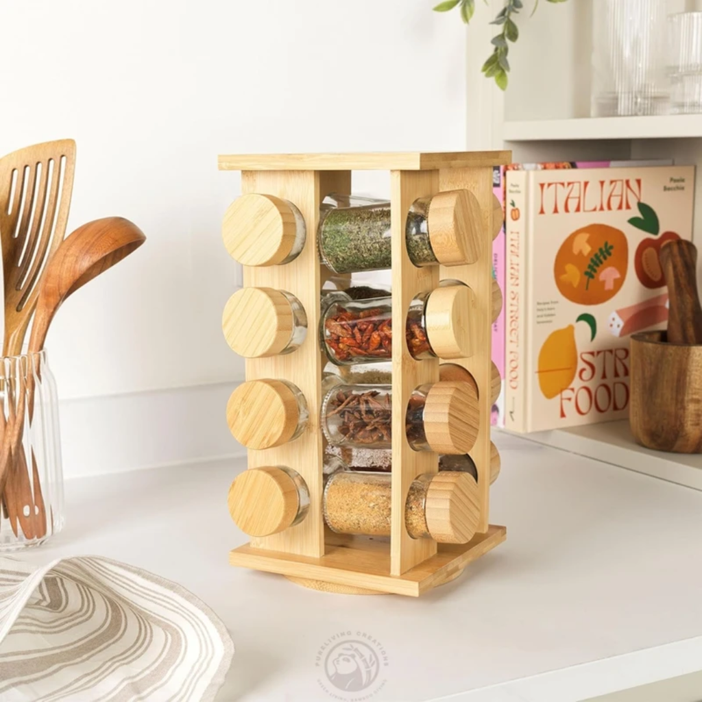Bamboo spice rack - طقم بهارات بامبو