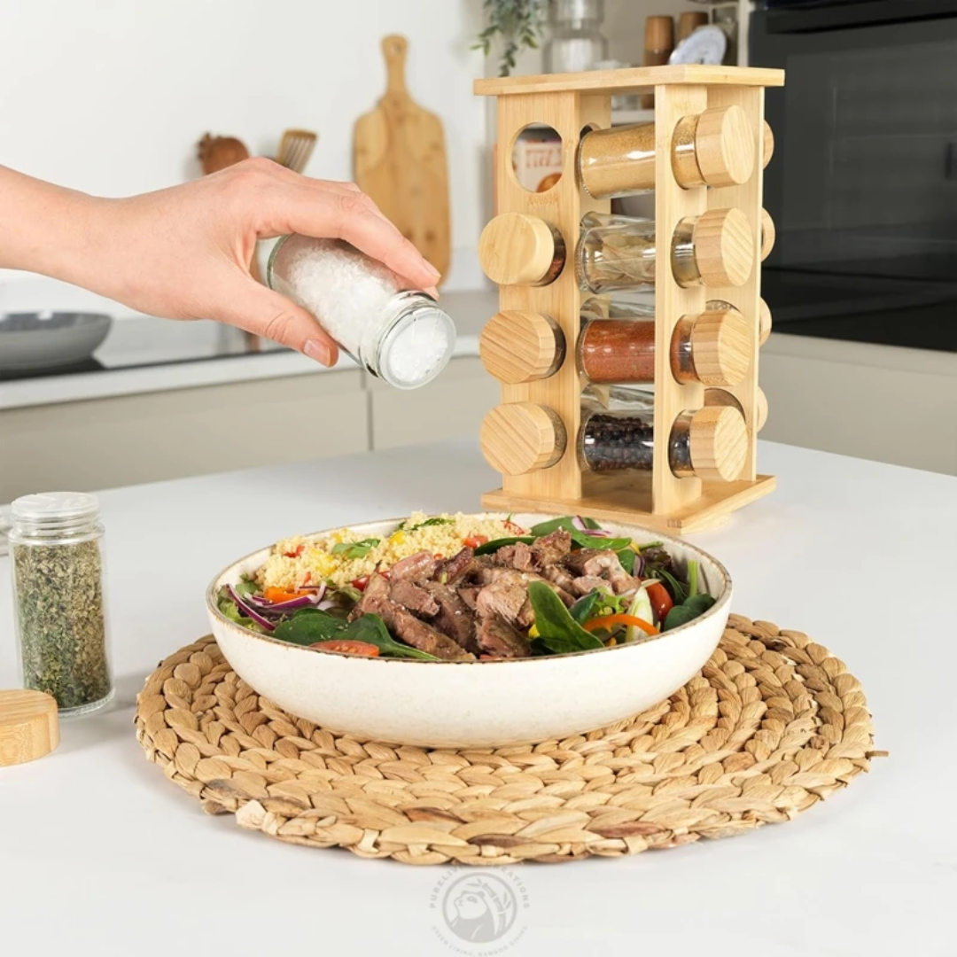 Bamboo spice rack - طقم بهارات بامبو