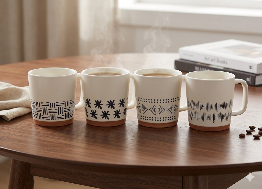 4pcs ceramic cup set - طقم أكواب سيراميك