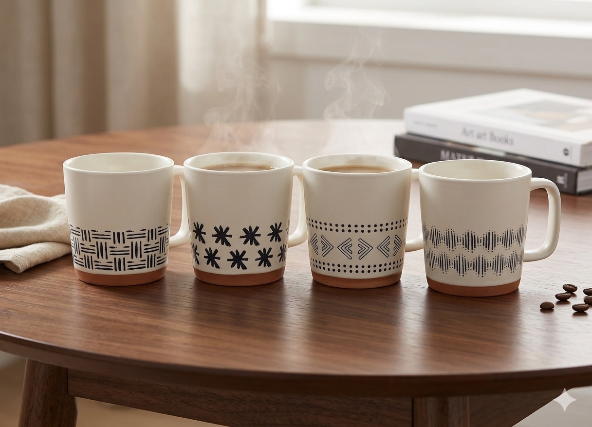 4pcs ceramic cup set - طقم أكواب سيراميك
