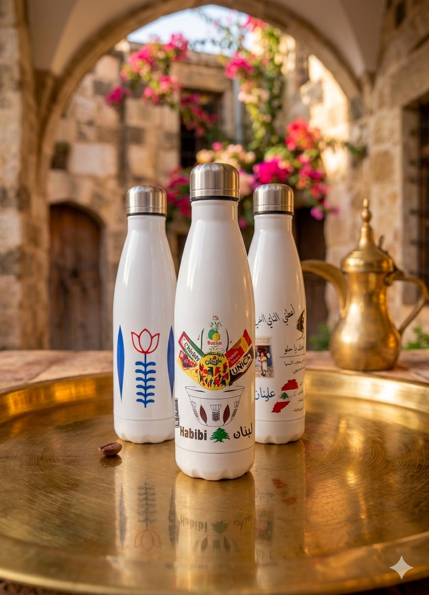 Stainless steel lebanese water bottle - قنينة ماء ستانلس ستيل لبنانيه