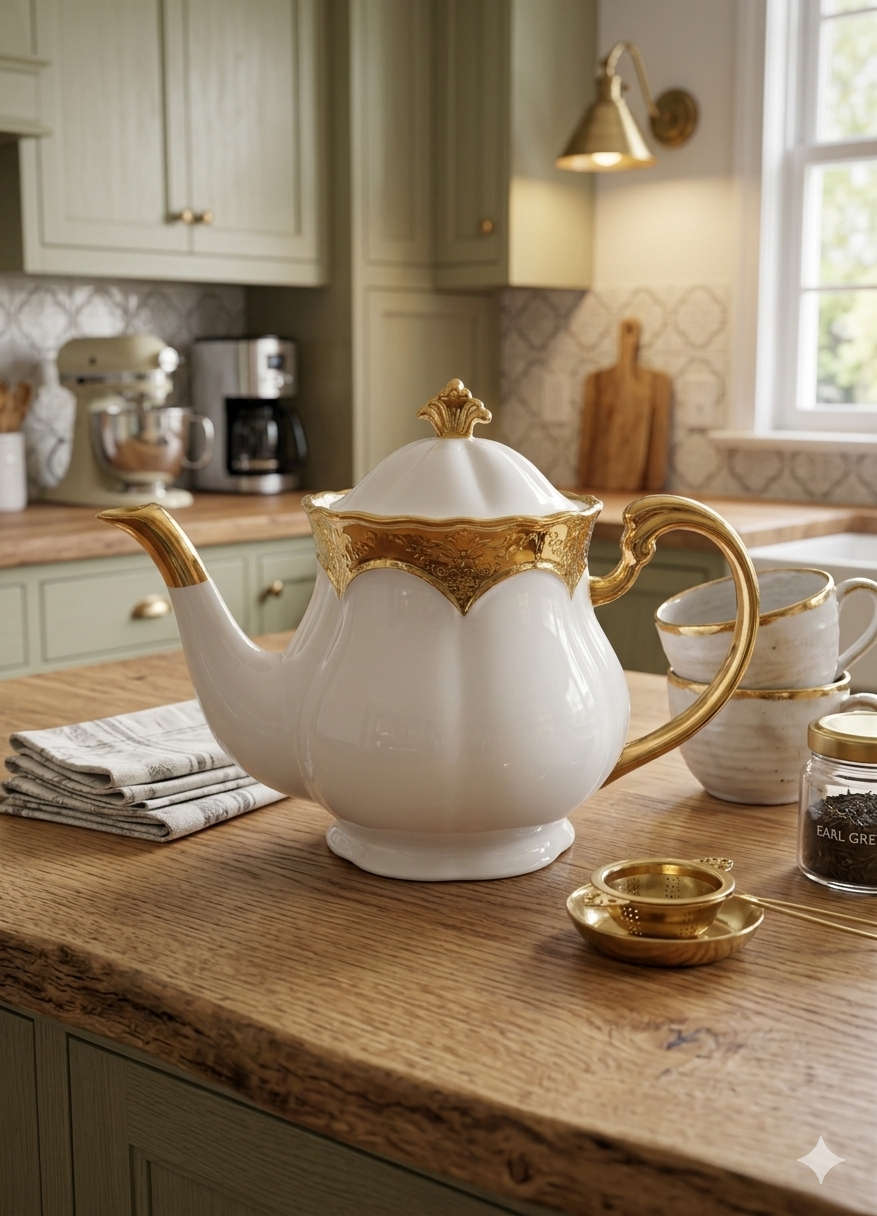 Delicate porcelain tea pot - إبريق شاي بورسلان
