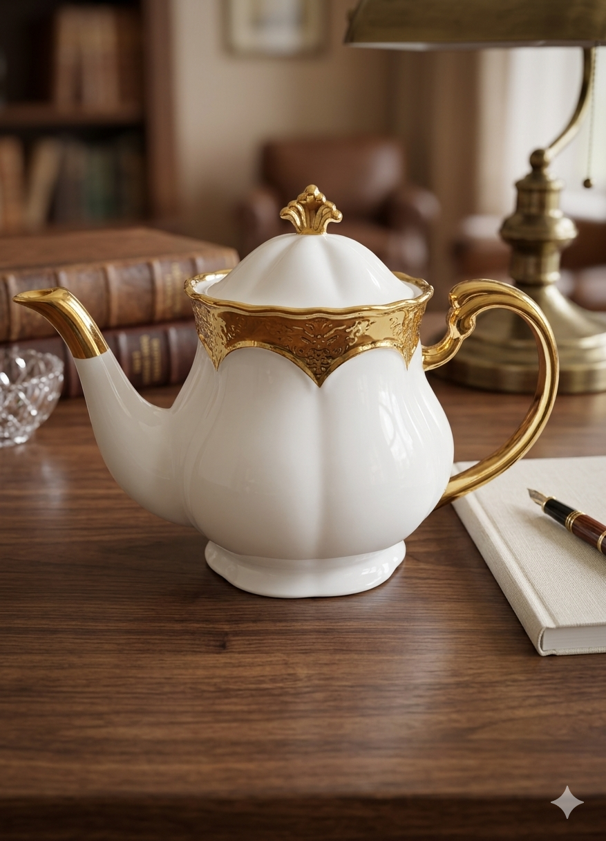 Delicate porcelain tea pot - إبريق شاي بورسلان