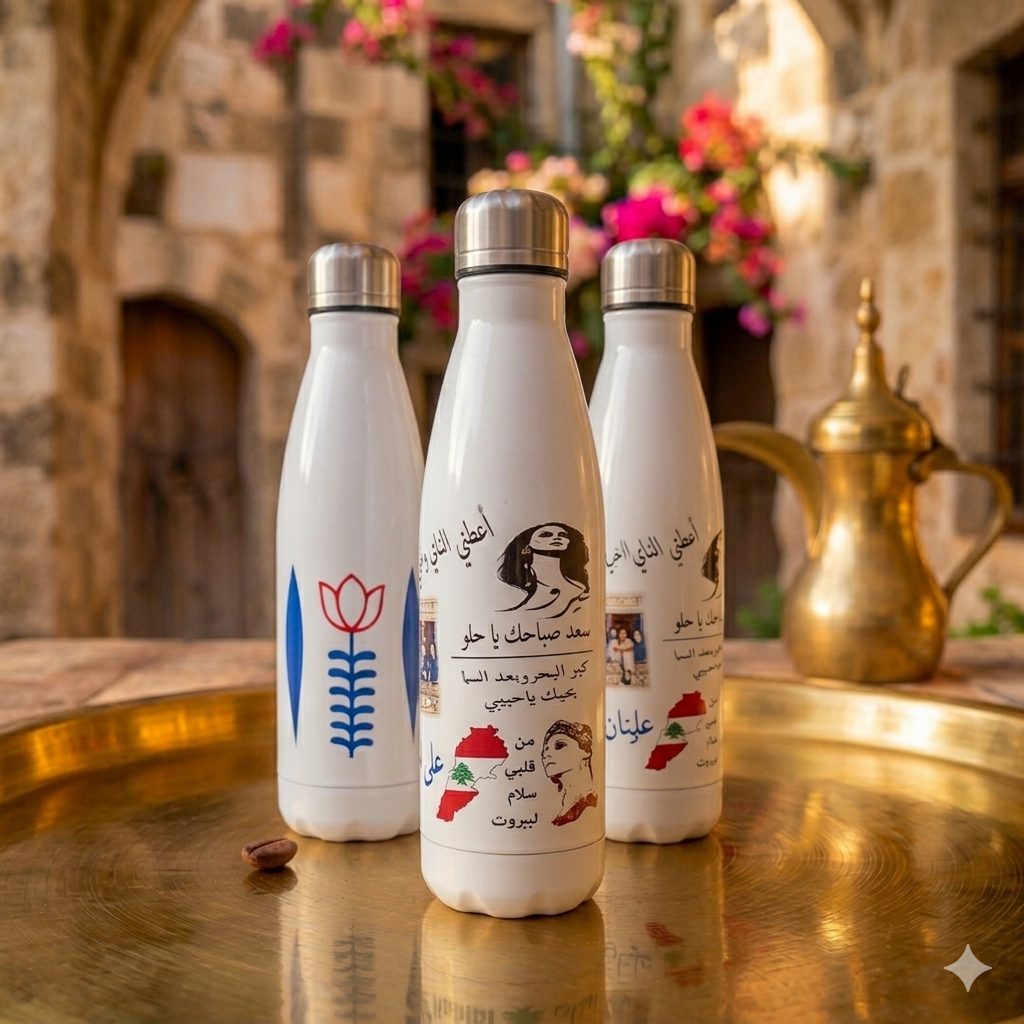 Stainless steel lebanese water bottle - قنينة ماء ستانلس ستيل لبنانيه