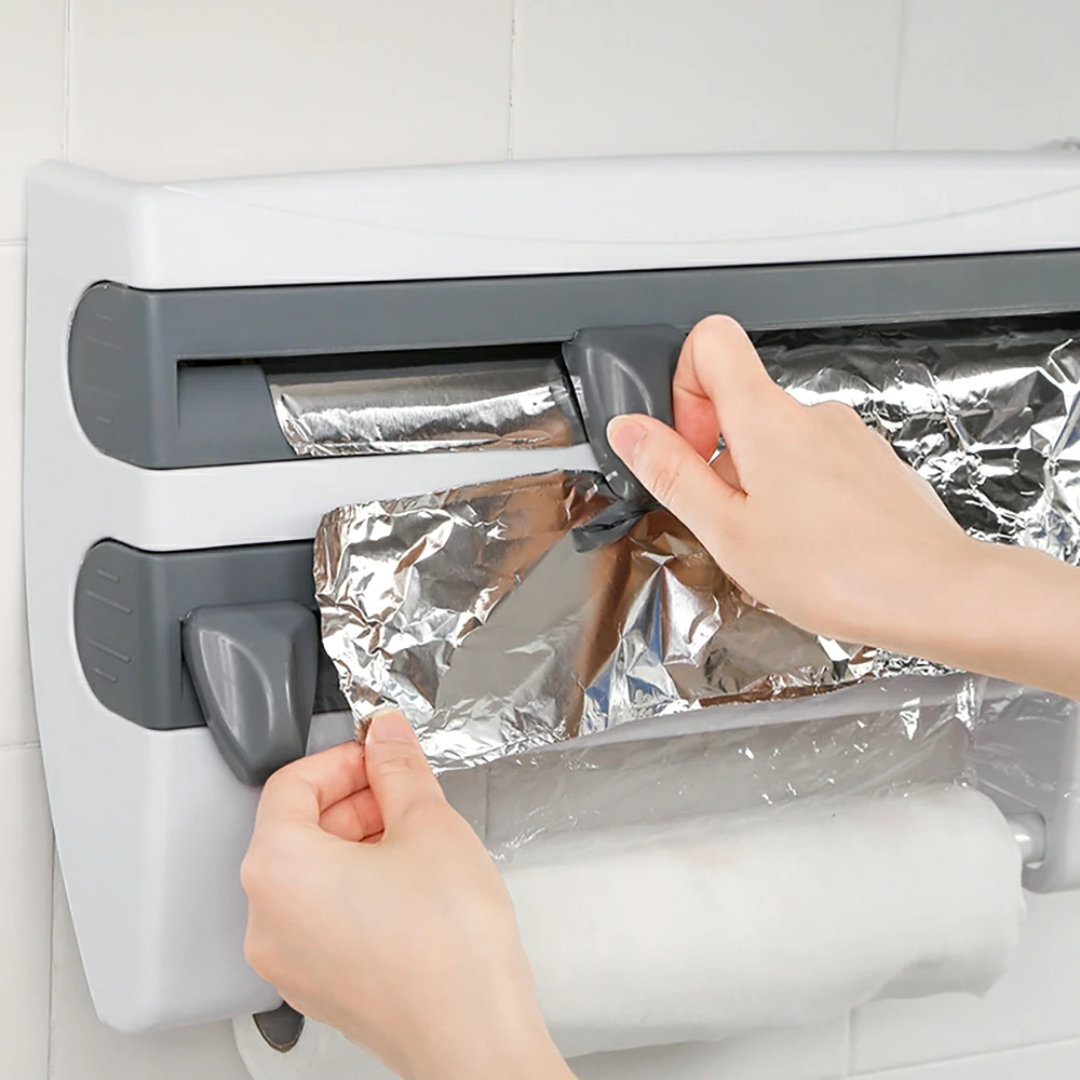 Wall-Mounted Wrap Organizer & Towel Holder - حامل قصدير ونايلون ومناديل