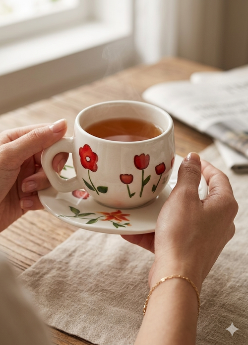 12pcs floral coffe cup - 12 قطعة فنجان قهوه مورد